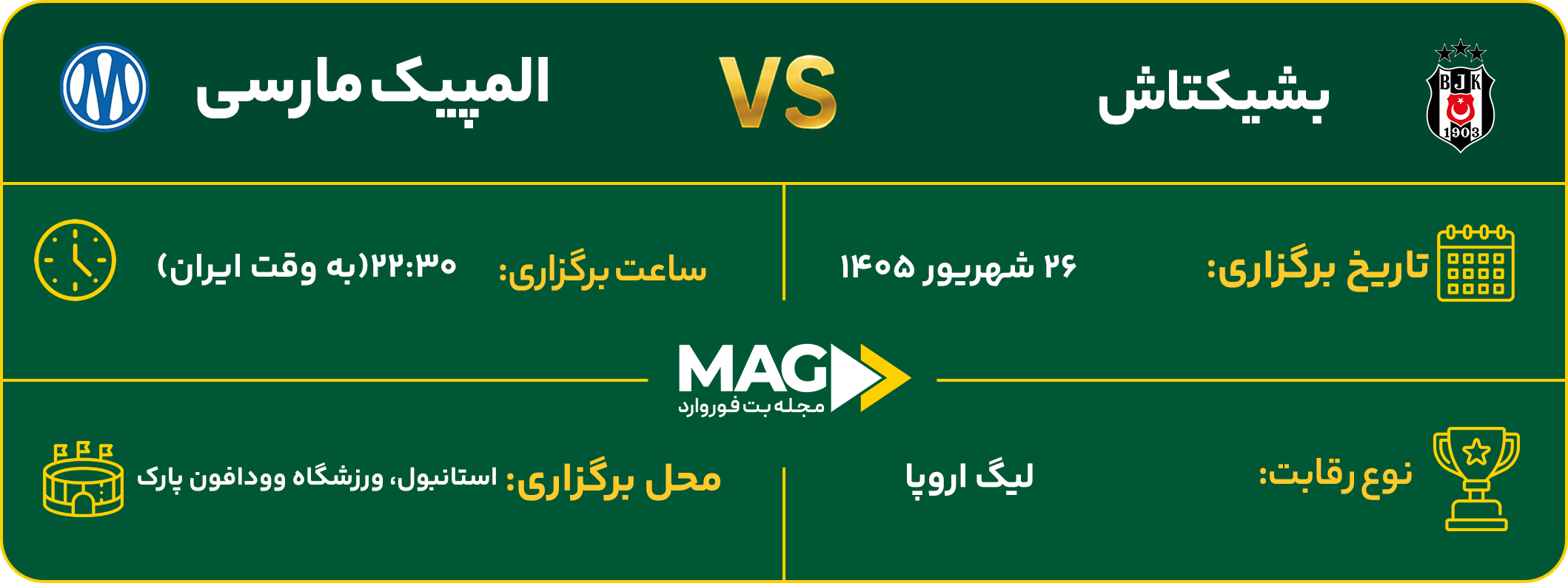 پیش بینی بازی بشیکتاش – المپیک مارسی در لیگ اروپا ۲۰۲۶-۲۰۲۷ پیش بینی بازی بشیکتاش – المپیک مارسی در لیگ اروپا ۲۰۲۶-۲۰۲۷