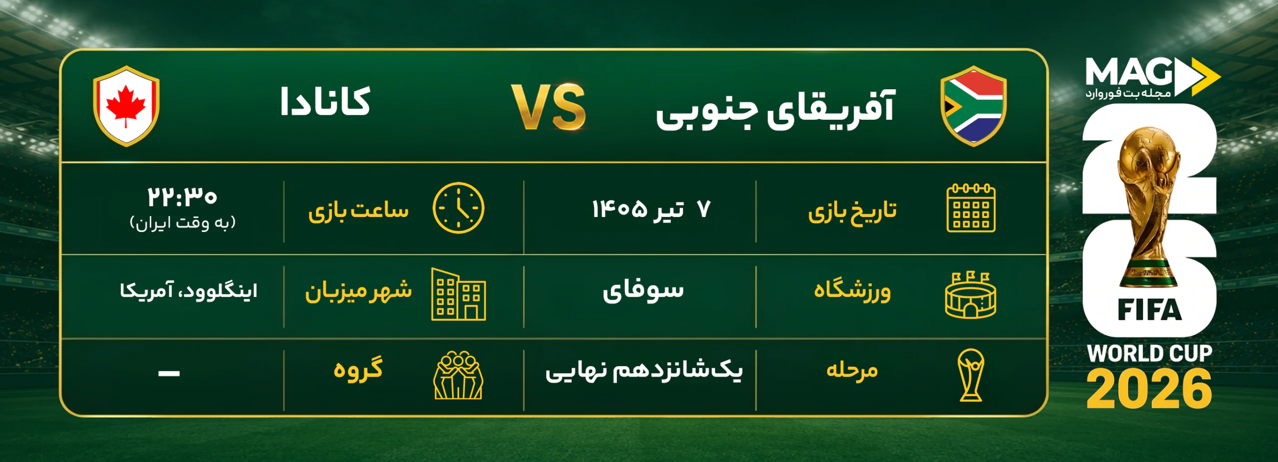 پیش بینی بازی آفریقای جنوبی – کانادا | آنالیز کامل جام جهانی 2026 پیش بینی بازی آفریقای جنوبی – کانادا | آنالیز کامل جام جهانی 2026
