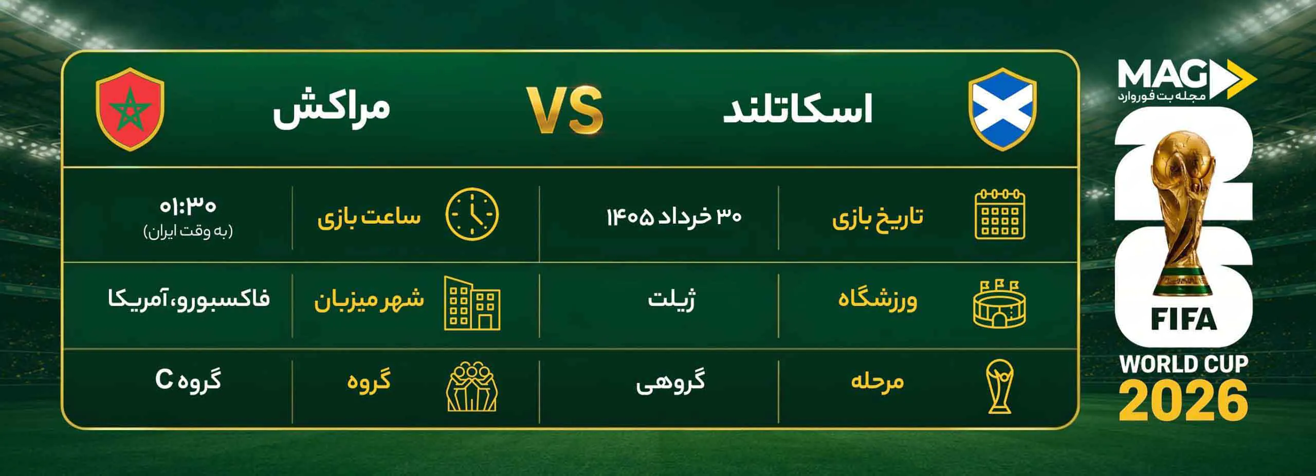 پیش بینی بازی اسکاتلند – مراکش | آنالیز کامل جام جهانی ۲۰۲۶ پیش بینی بازی اسکاتلند – مراکش | آنالیز کامل جام جهانی ۲۰۲۶