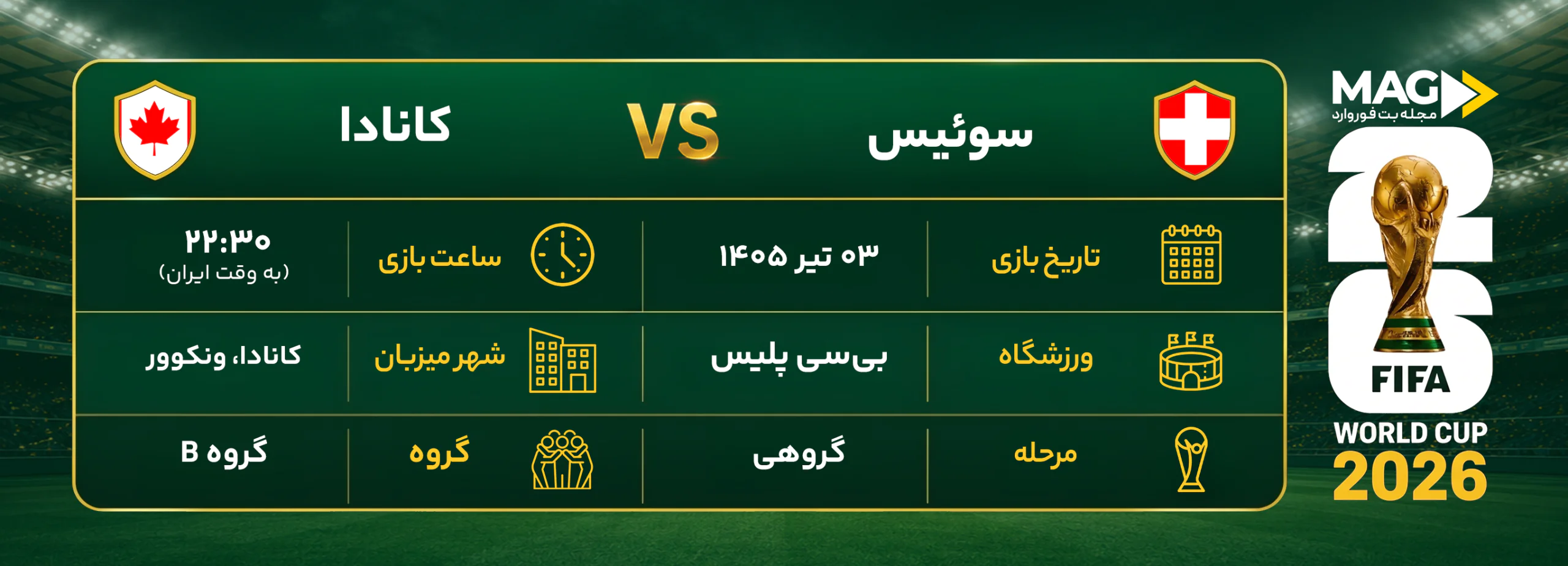 پیش بینی بازی سوئیس – کانادا | آنالیز کامل جام جهانی ۲۰۲۶ پیش بینی بازی سوئیس – کانادا | آنالیز کامل جام جهانی ۲۰۲۶