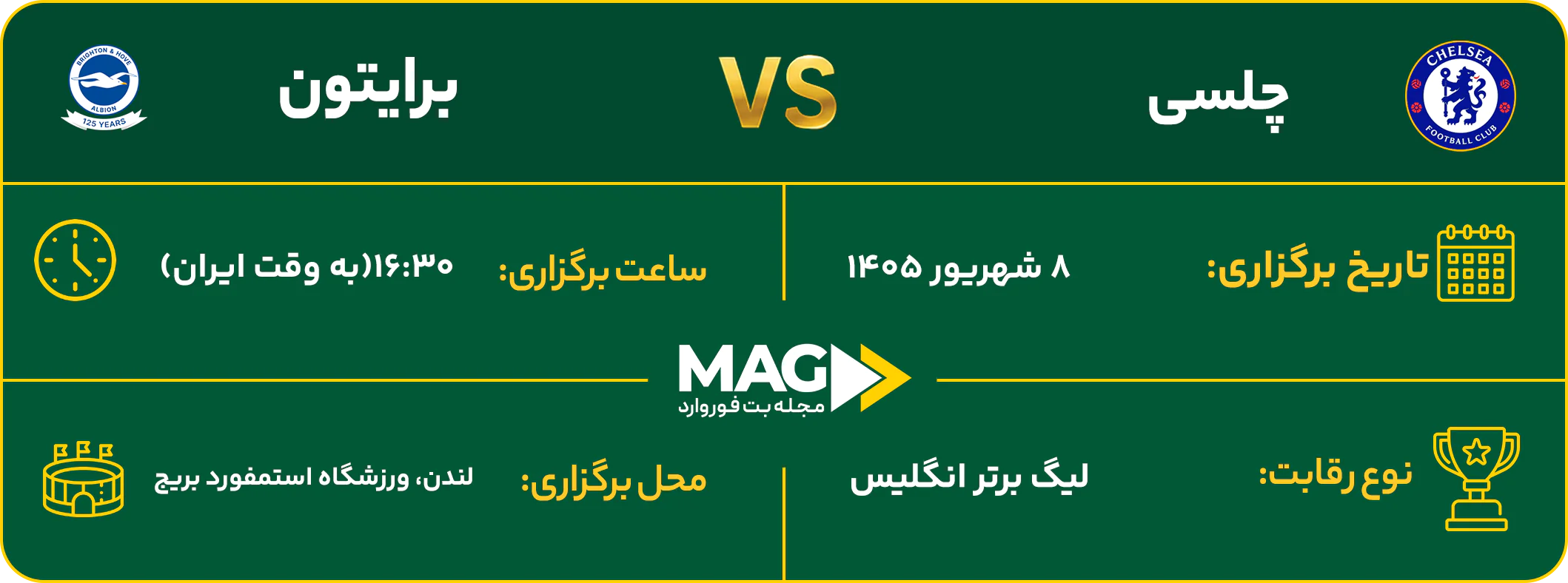 پیش بینی بازی چلسی – برایتون در لیگ برتر انگلیس ۲۰۲۶-۲۰۲۷ پیش بینی بازی چلسی – برایتون در لیگ برتر انگلیس ۲۰۲۶-۲۰۲۷